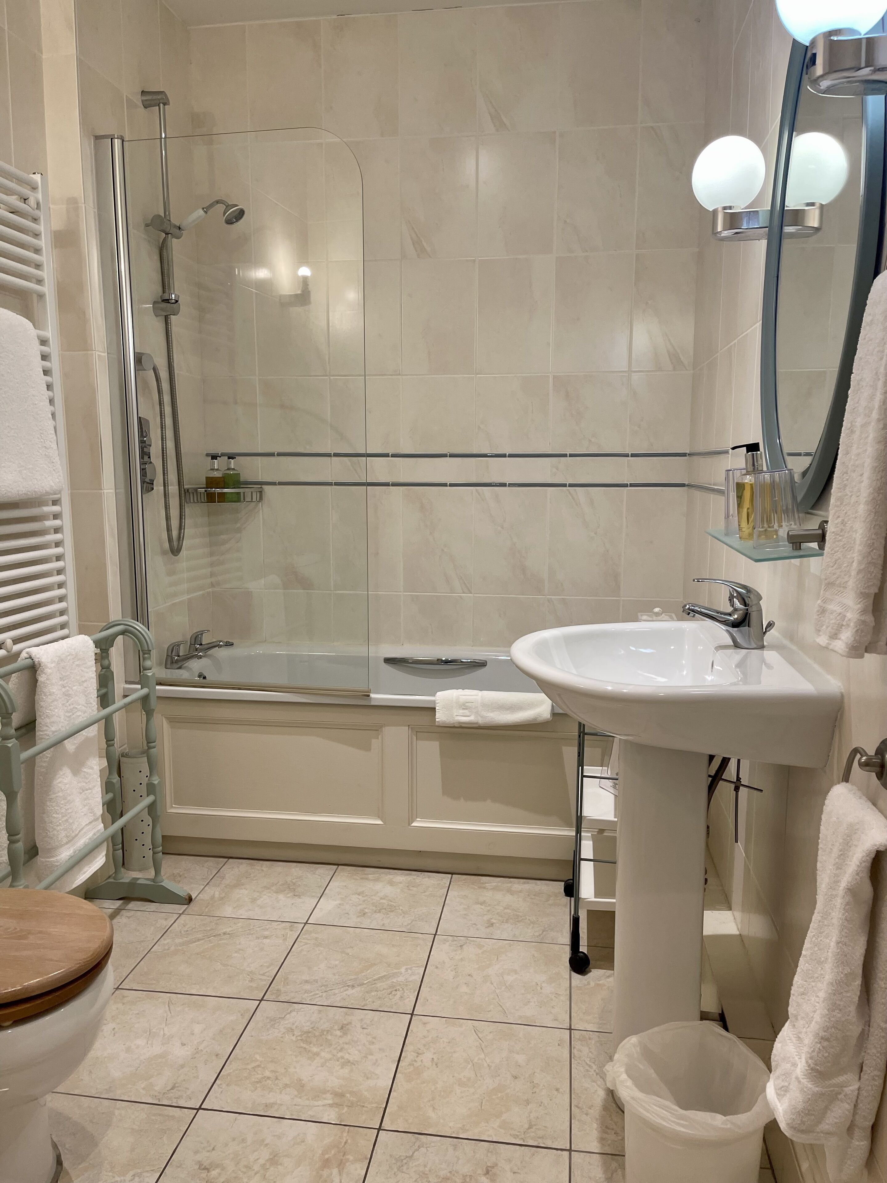 the garden suite | bathroom | hair dryer, towels