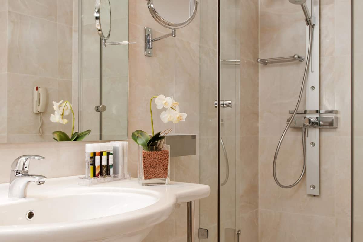 free toiletries, hair dryer, bathrobes, slippers