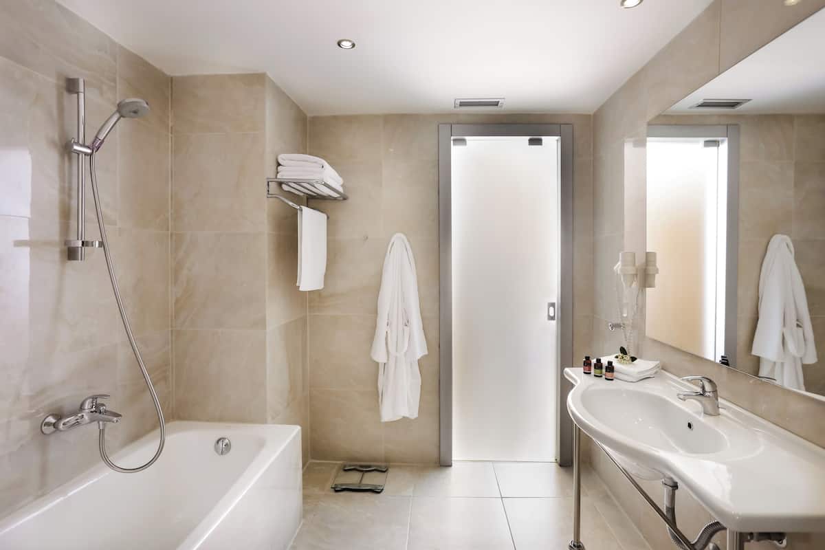 free toiletries, hair dryer, bathrobes, slippers