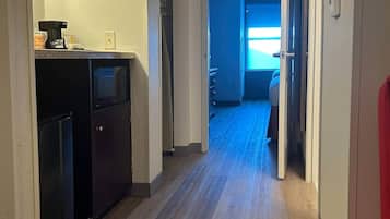 1 bedroom, desk, laptop workspace, blackout curtains