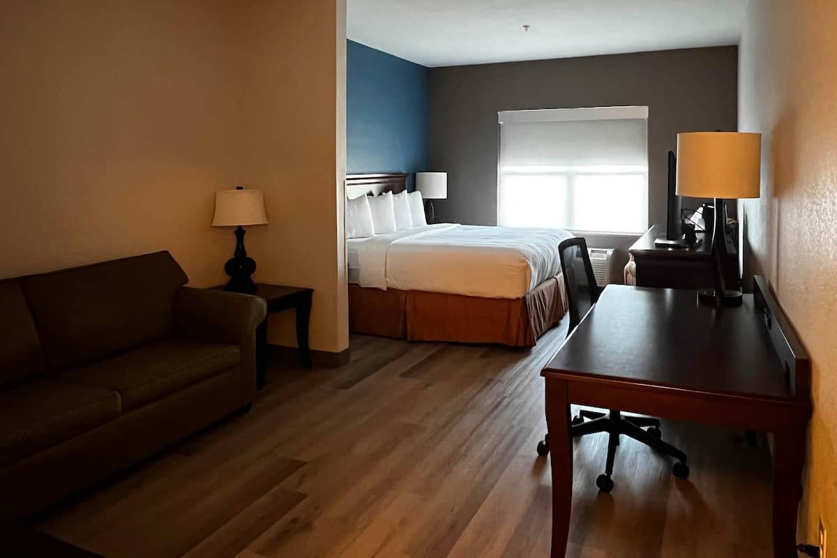 Suíte, para não fumantes (1 King Bed) | 1 quarto, escrivaninha, espaço de trabalho para notebook