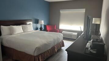 Desk, laptop workspace, blackout drapes, soundproofing