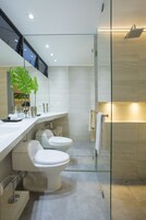 Ducha, secador de pelo, toallas