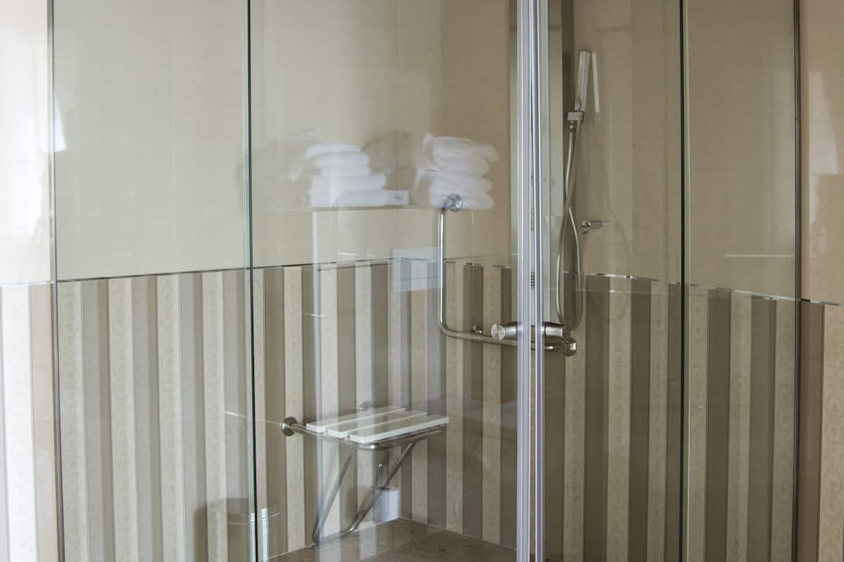 standard twin room, 1 double or 2 single beds | bathroom shower