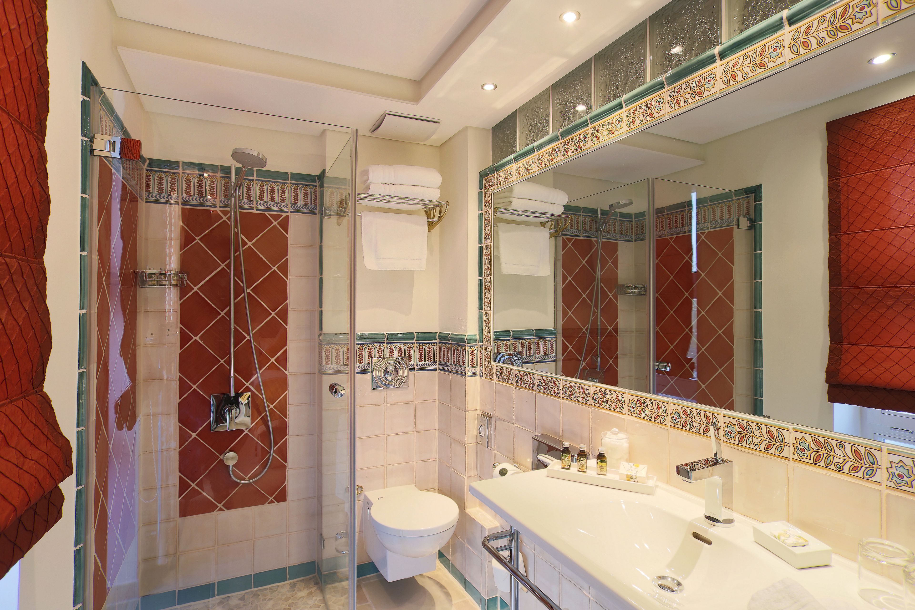 free toiletries, hair dryer, bathrobes, towels