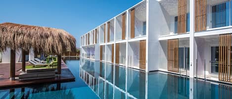 Indoor pool, 2 outdoor pools, open 10:00 AM to 7:00 PM, pool umbrellas