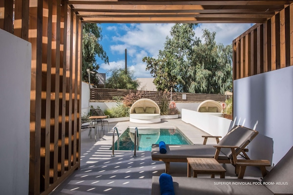 Superior Double Room, Private Pool | 1 bedroom, memory-foam beds, in-room safe, desk