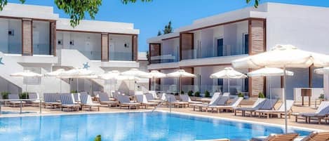 Indoor pool, 2 outdoor pools, open 10:00 AM to 7:00 PM, pool umbrellas
