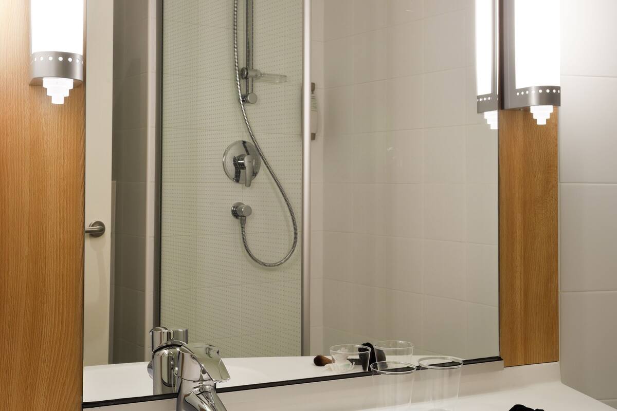 double room with 1 double bed | bathroom | shower, eco-friendly toiletries, hair dryer, towels