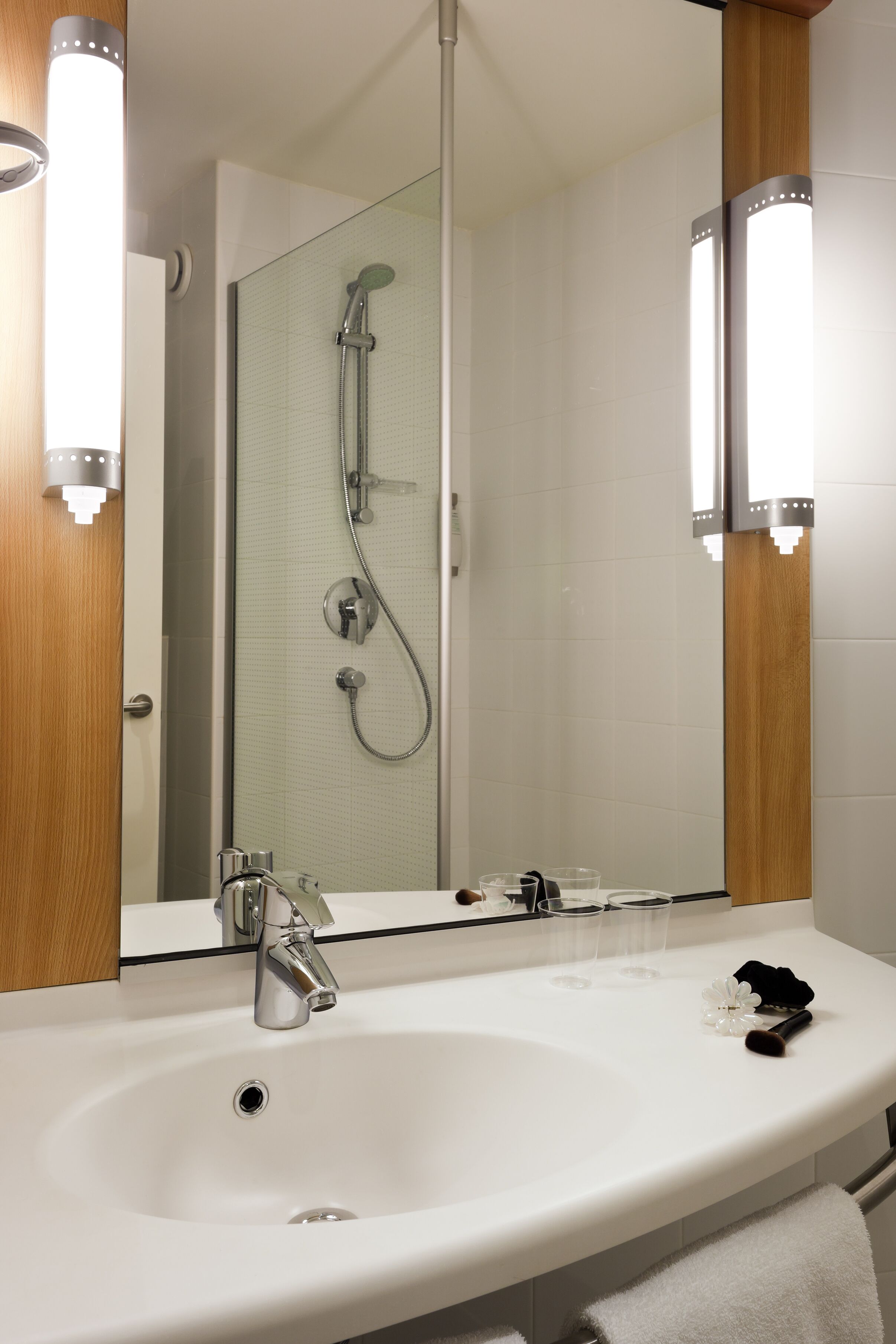 shower, eco-friendly toiletries, hair dryer, towels