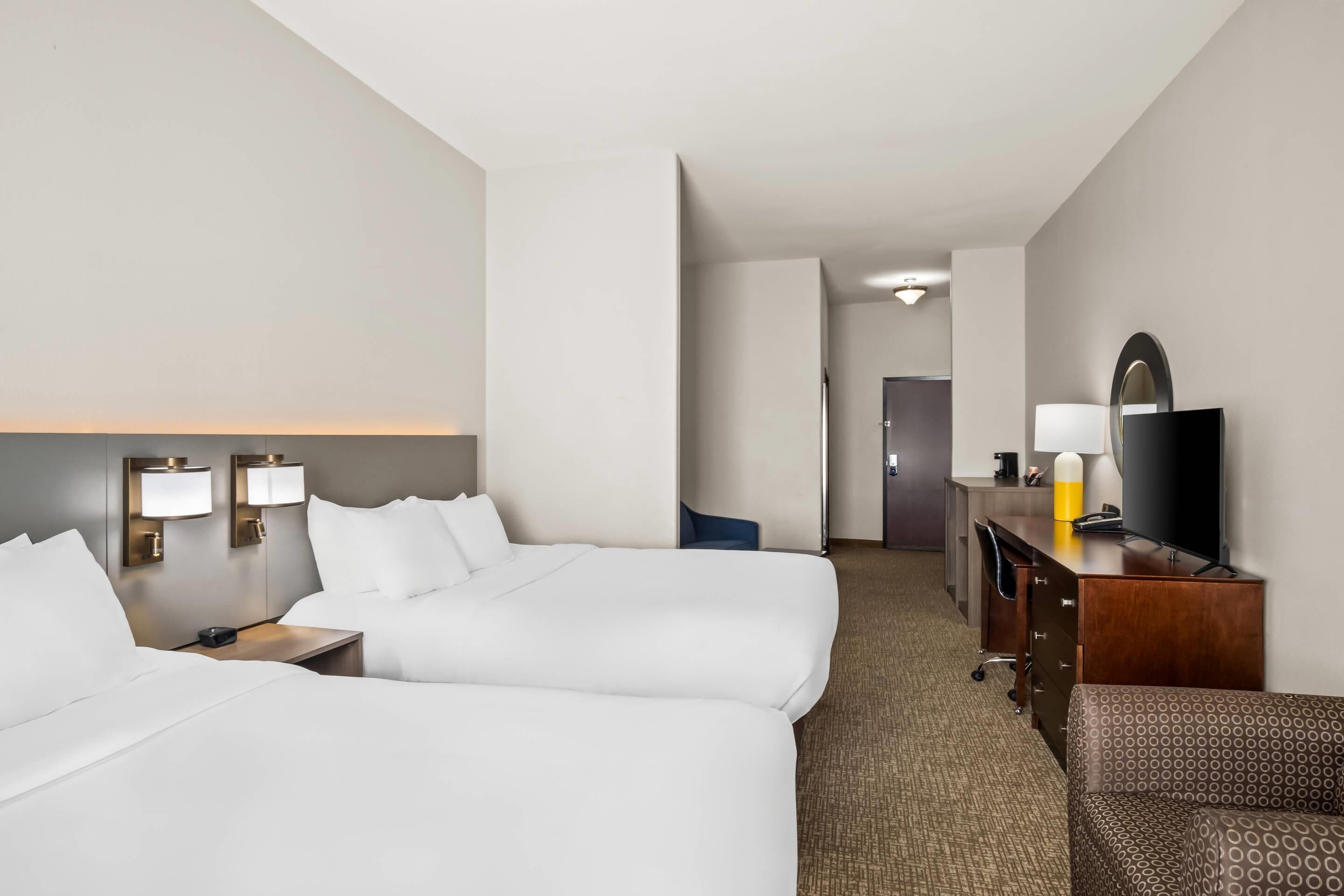 suite, 2 queen beds, non smoking | premium bedding, desk, laptop workspace, blackout curtains