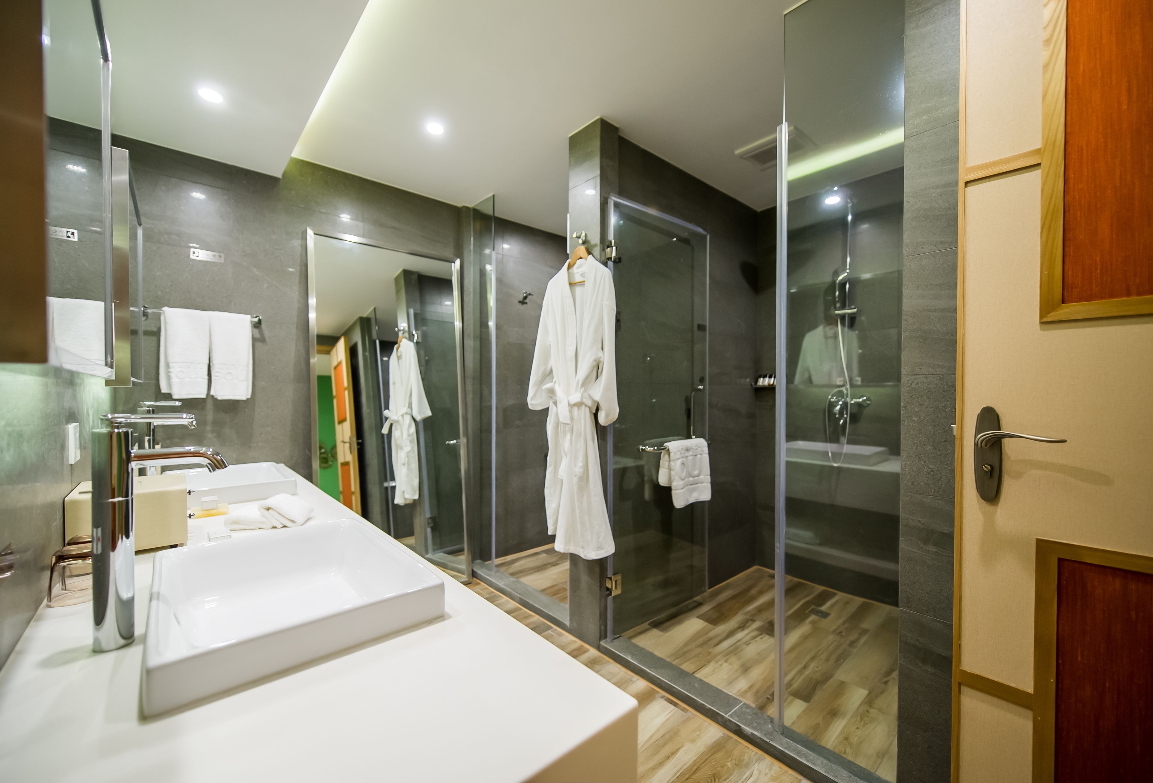 free toiletries, hair dryer, slippers, towels