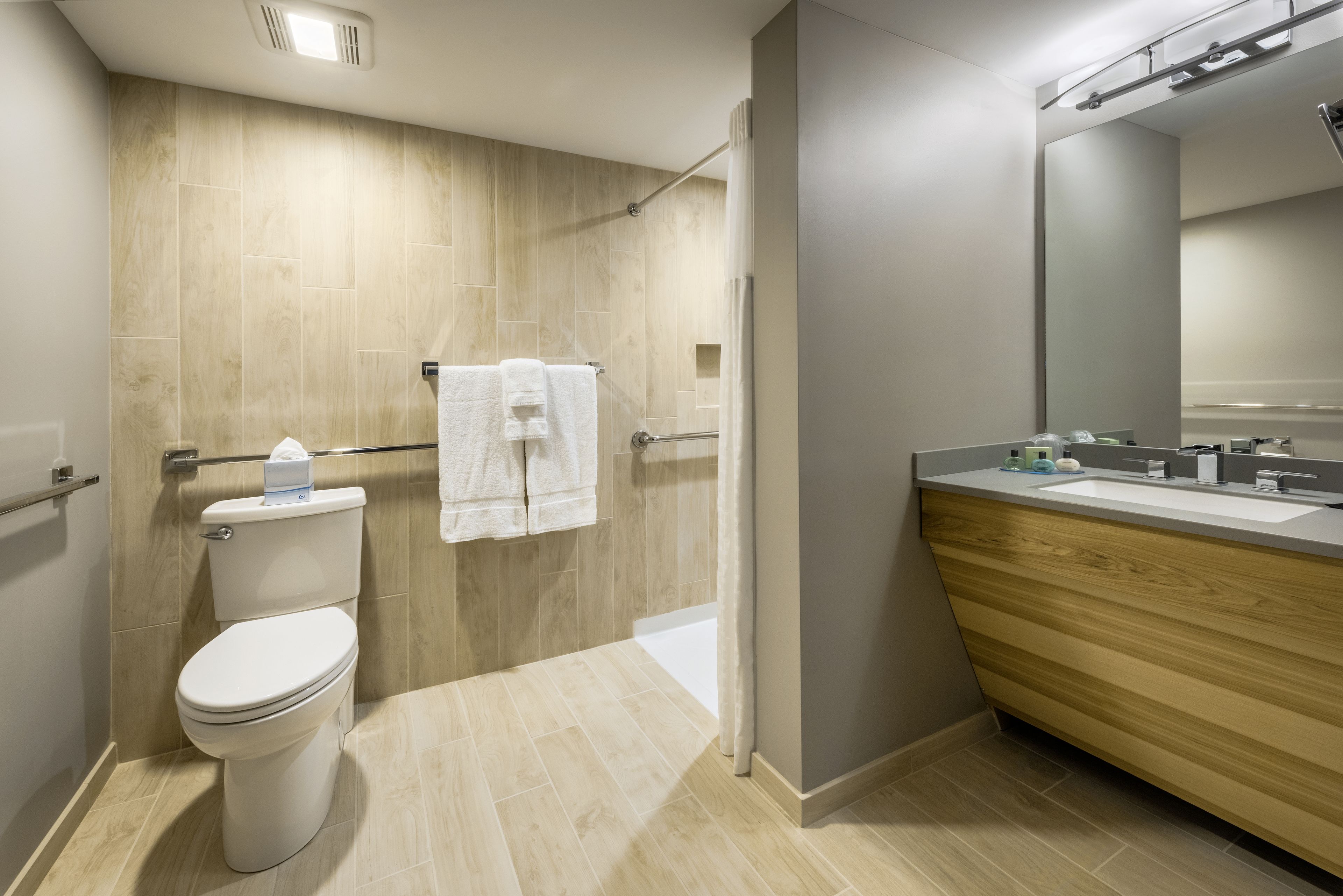 lodge king wheelchair accessible | bathroom amenities | combined shower/bathtub, free toiletries, hair dryer, towels