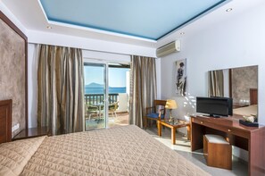 Family Room, Partial Sea View | Premium bedding, in-room safe, desk, iron/ironing board - Gaia Royal Hotel (Kos)