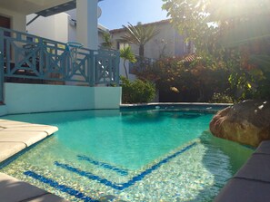 Outdoor pool, pool loungers