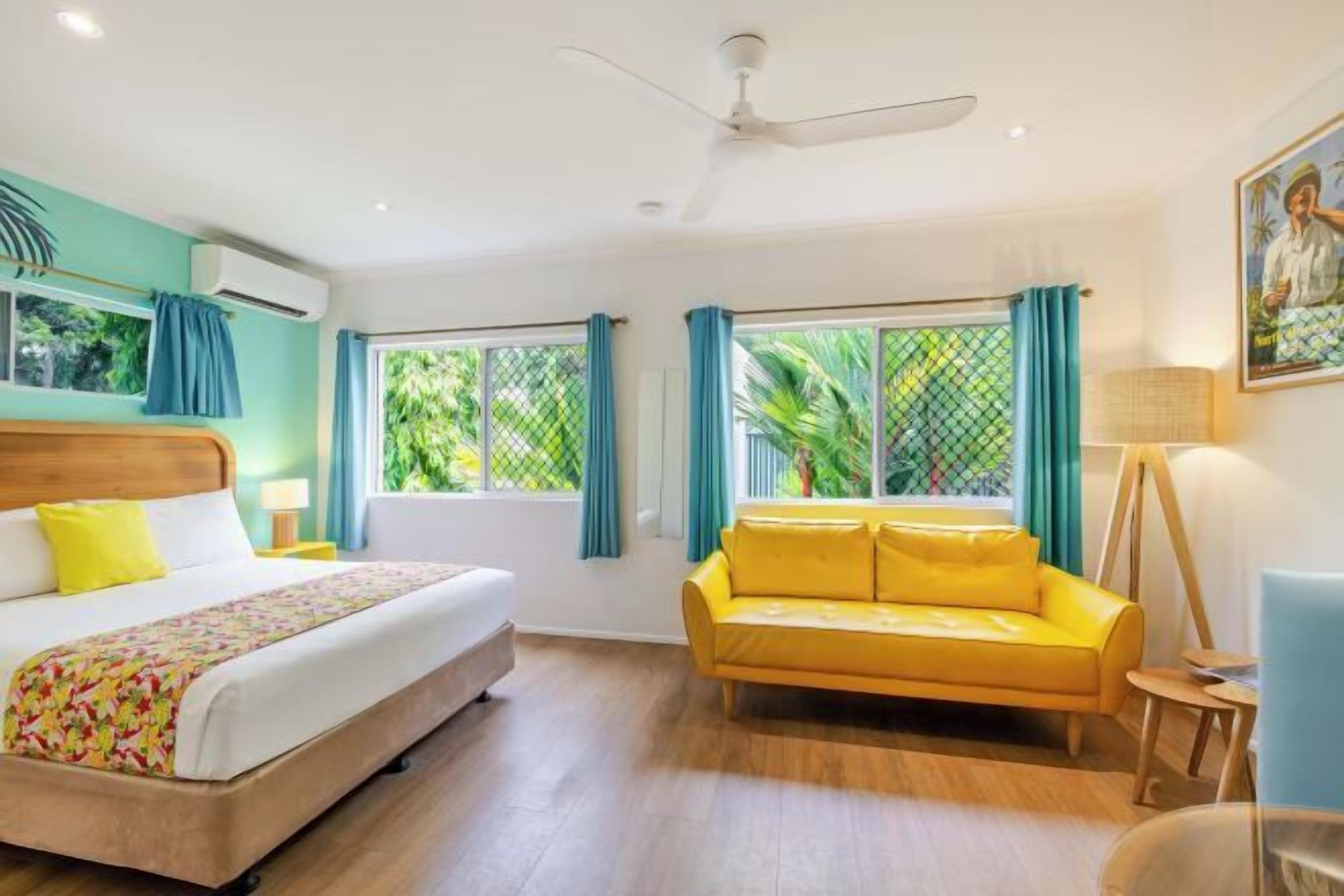 Pillow-top beds, desk, blackout curtains, soundproofing