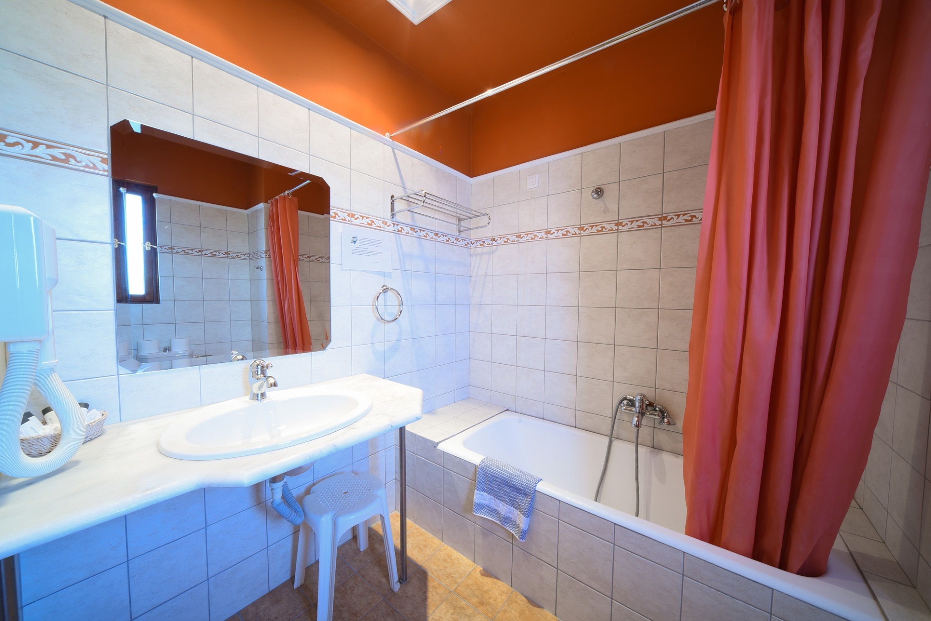 superior double room, mountain view | bathroom | hair dryer, towels