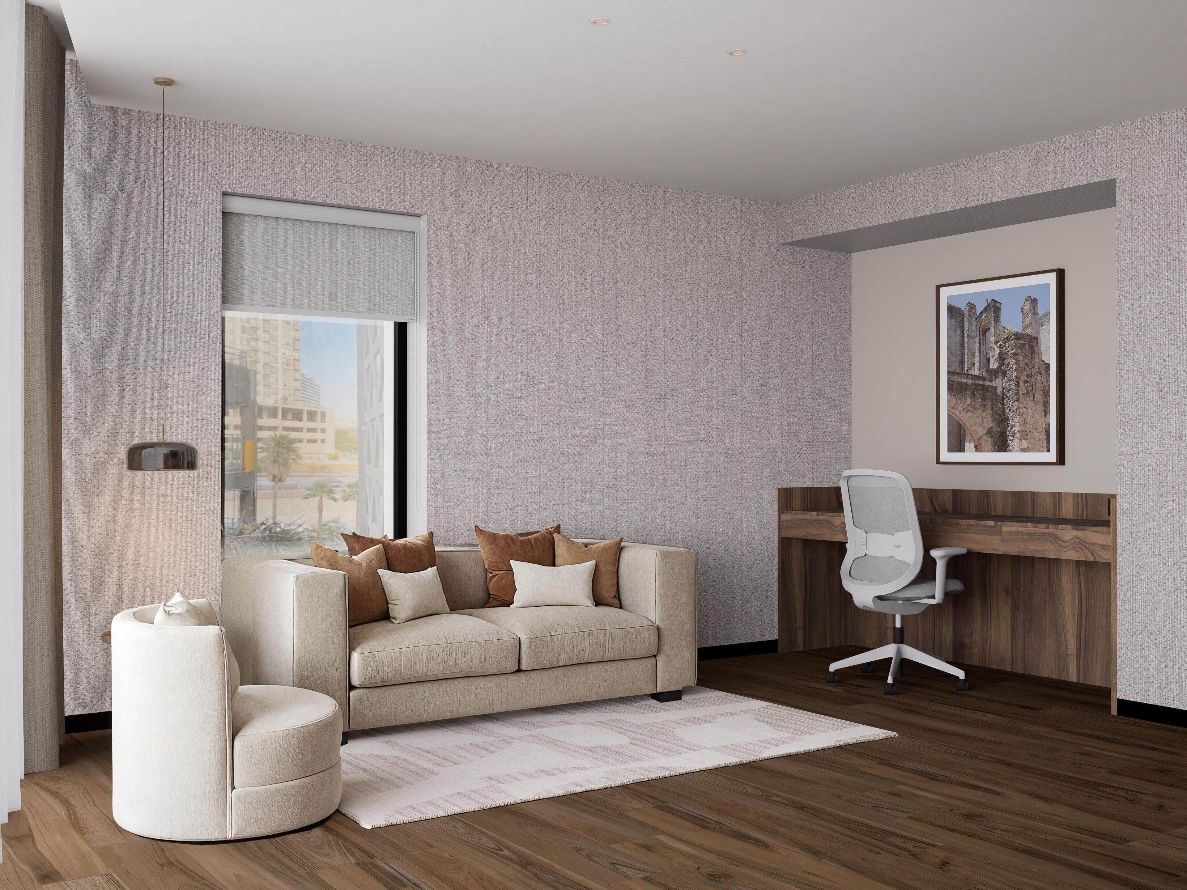 Room, 1 King Bed, Accessible (Mobility, Hearing, Roll-In Shower) | Living area | 65-inch TV with cable channels, streaming services
