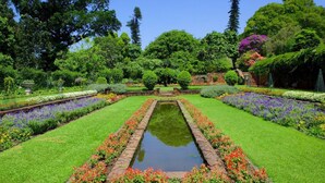 A formal garden with a central water feature, manicured lawns, and a variety of flowering plants. - Holiday Inn Express Durban - Umhlanga by IHG (Umhlanga)