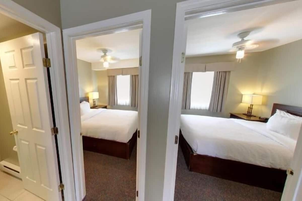 Desk, blackout drapes, soundproofing, iron/ironing board