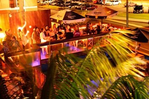 Dinner served, pool views 