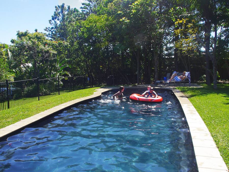 Outdoor pool, pool loungers