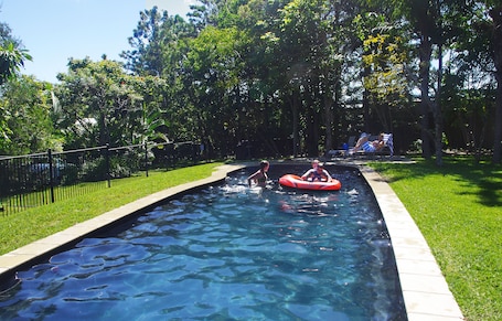 Outdoor pool, pool loungers