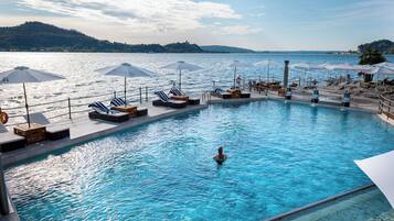 AuĂenpool (je nach Saison geöffnet), Sonnenschirme, LiegestĂŒhle