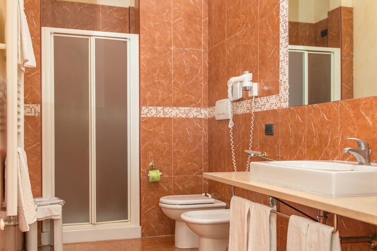 free toiletries, hair dryer, slippers, bidet