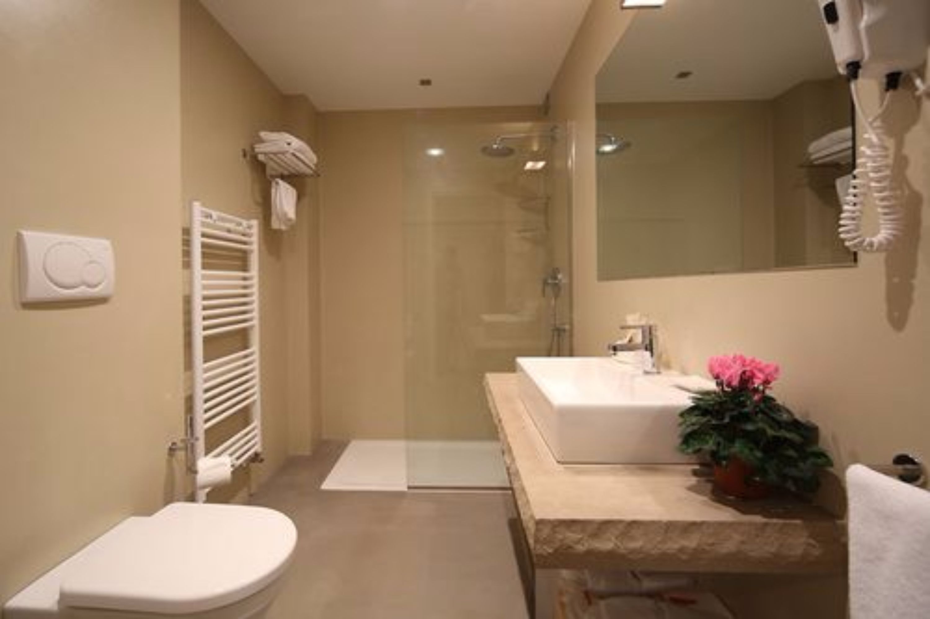 free toiletries, hair dryer, towels, soap