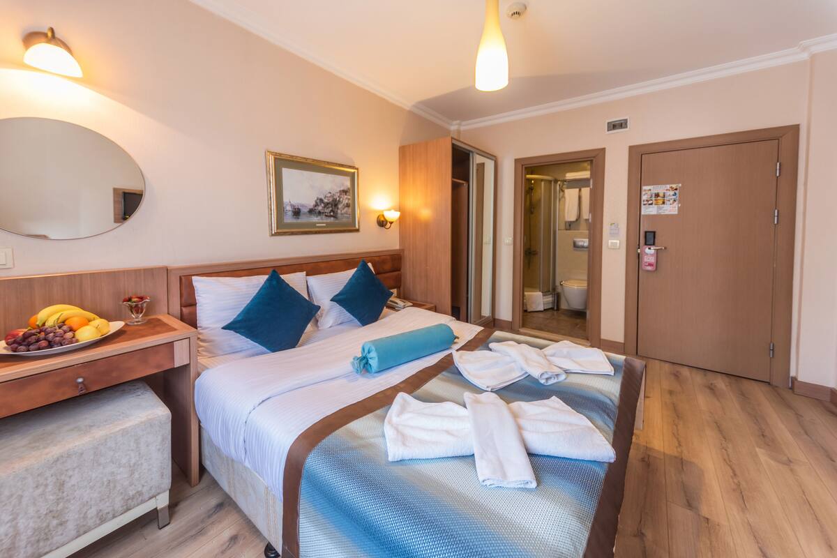 Habitación básica con 1 cama matrimonial o 2 individuales | Sábanas de algodón egipcio, ropa de cama de alta calidad y minibar
