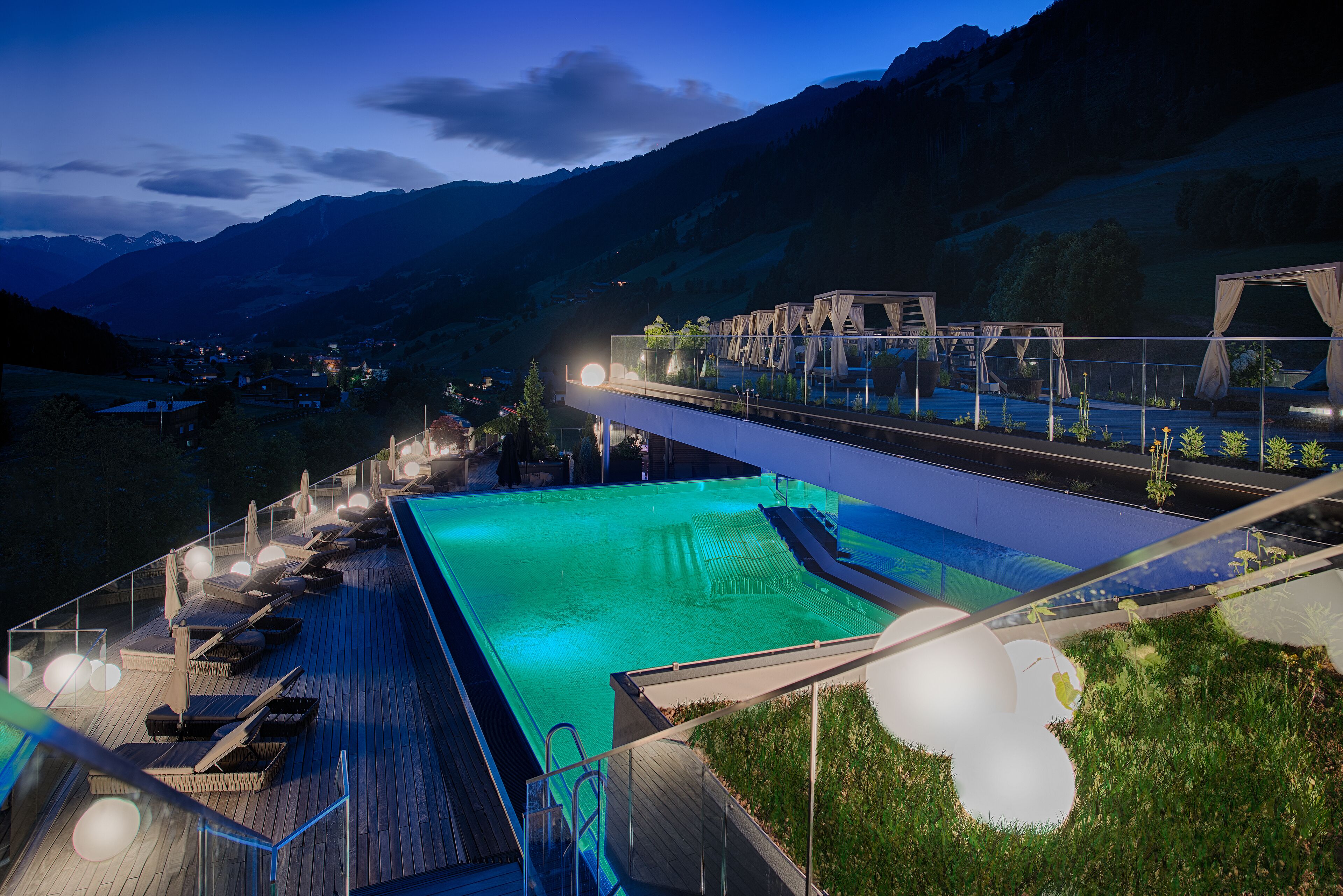 indoor pool, outdoor pool, pool loungers