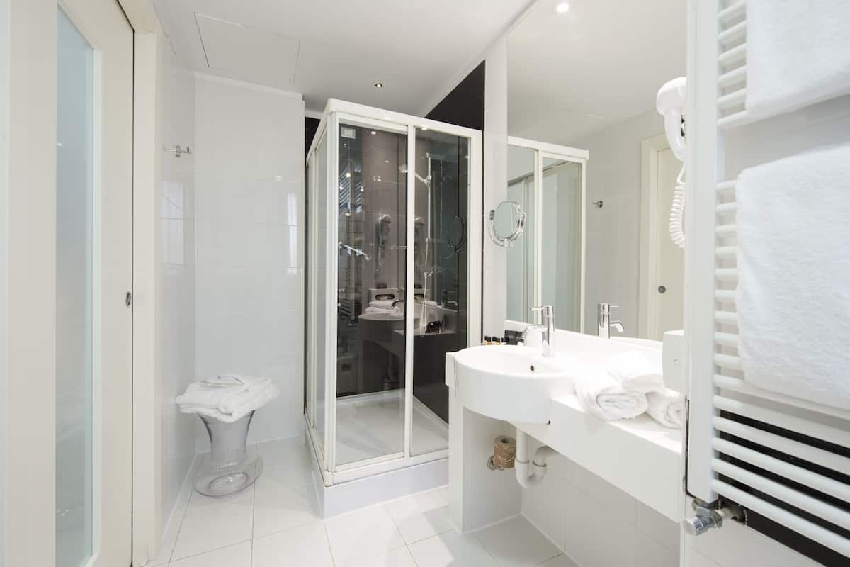 shower, eco-friendly toiletries, hair dryer, bidet