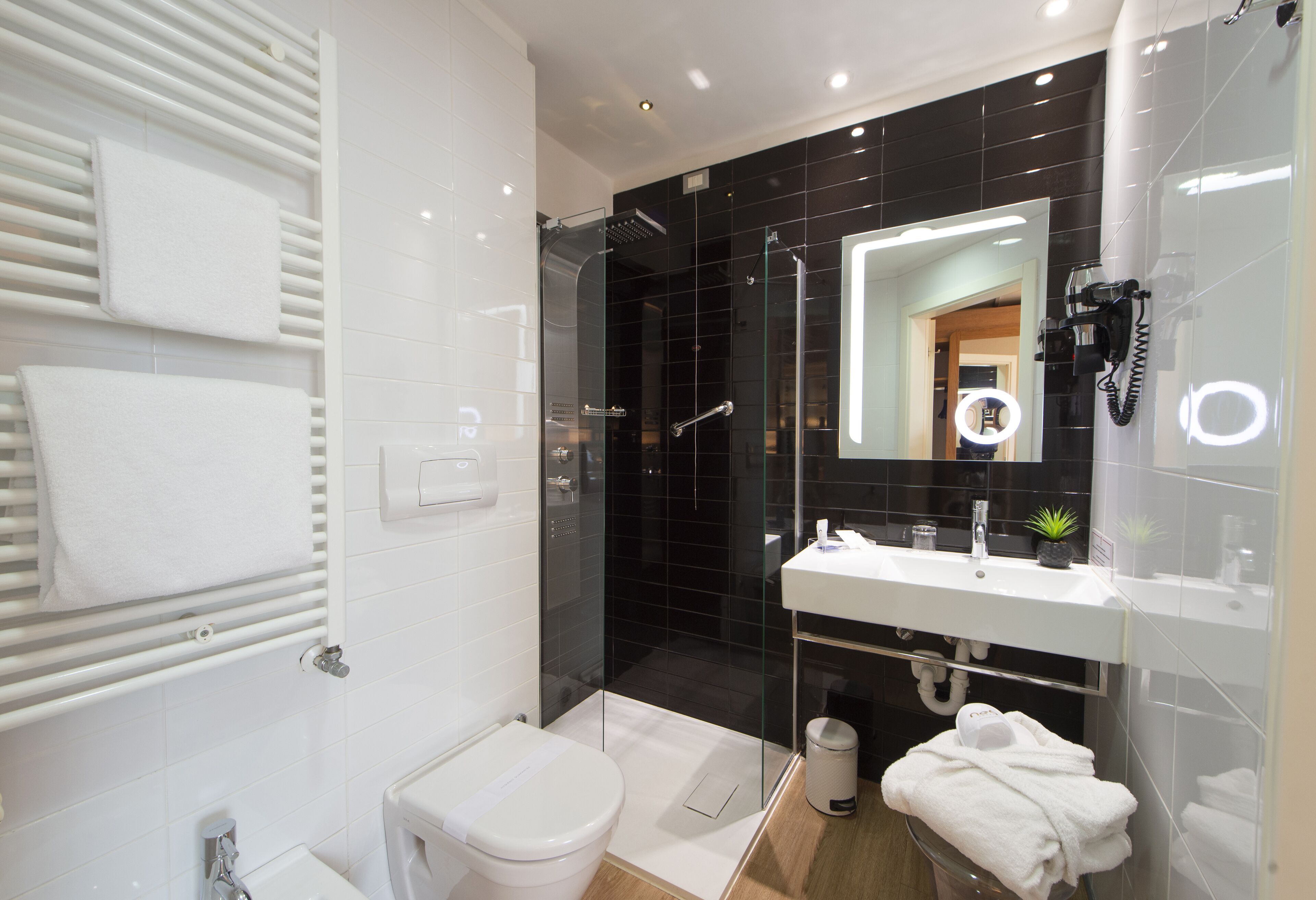 shower, eco-friendly toiletries, hair dryer, bidet