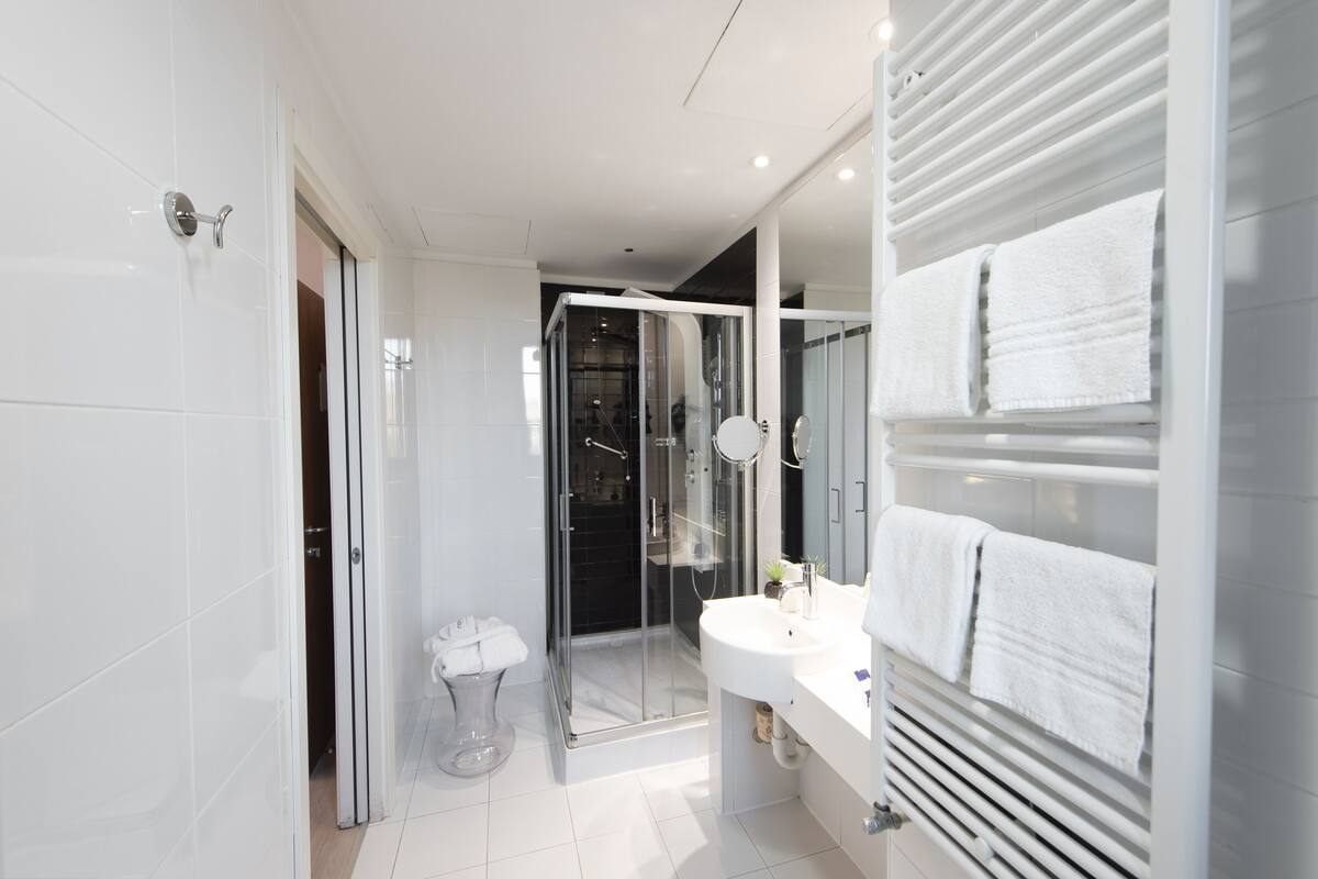family triple room | bathroom | shower, eco-friendly toiletries, hair dryer, bidet