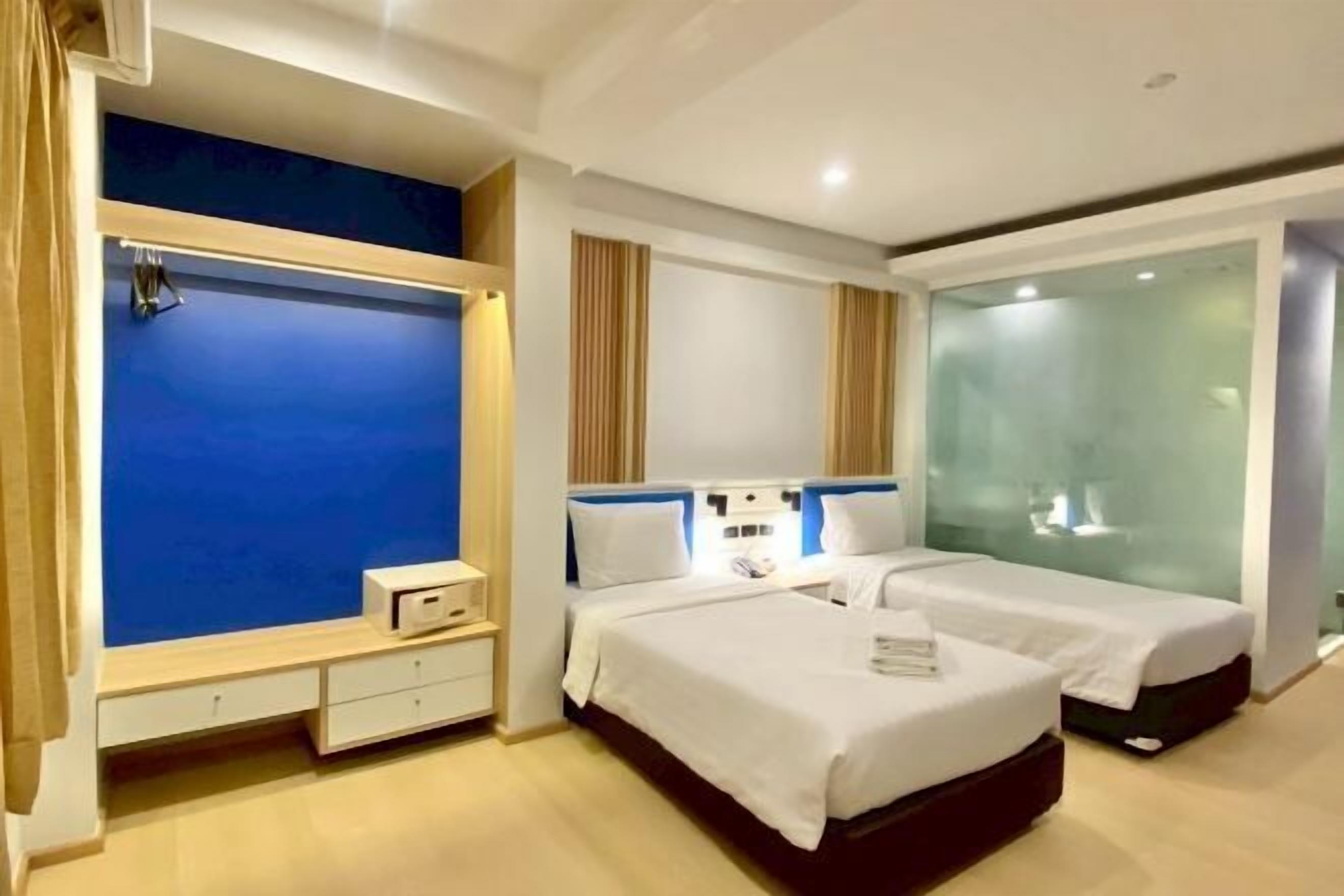 Bäddmadrasser, värdeförvaringsskåp på rummet, skrivbord och gratis wi-fi