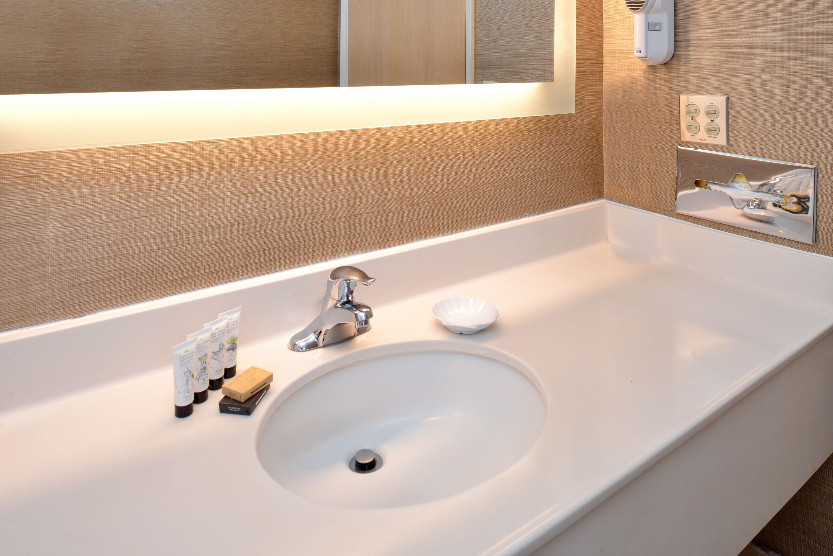 free toiletries, hair dryer, towels, soap