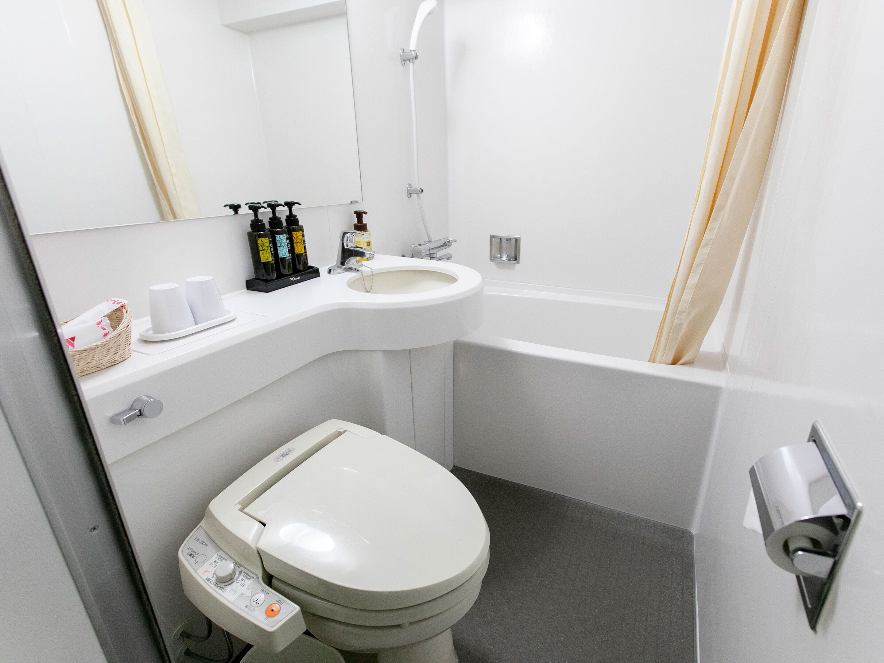 shower, free toiletries, hair dryer, slippers