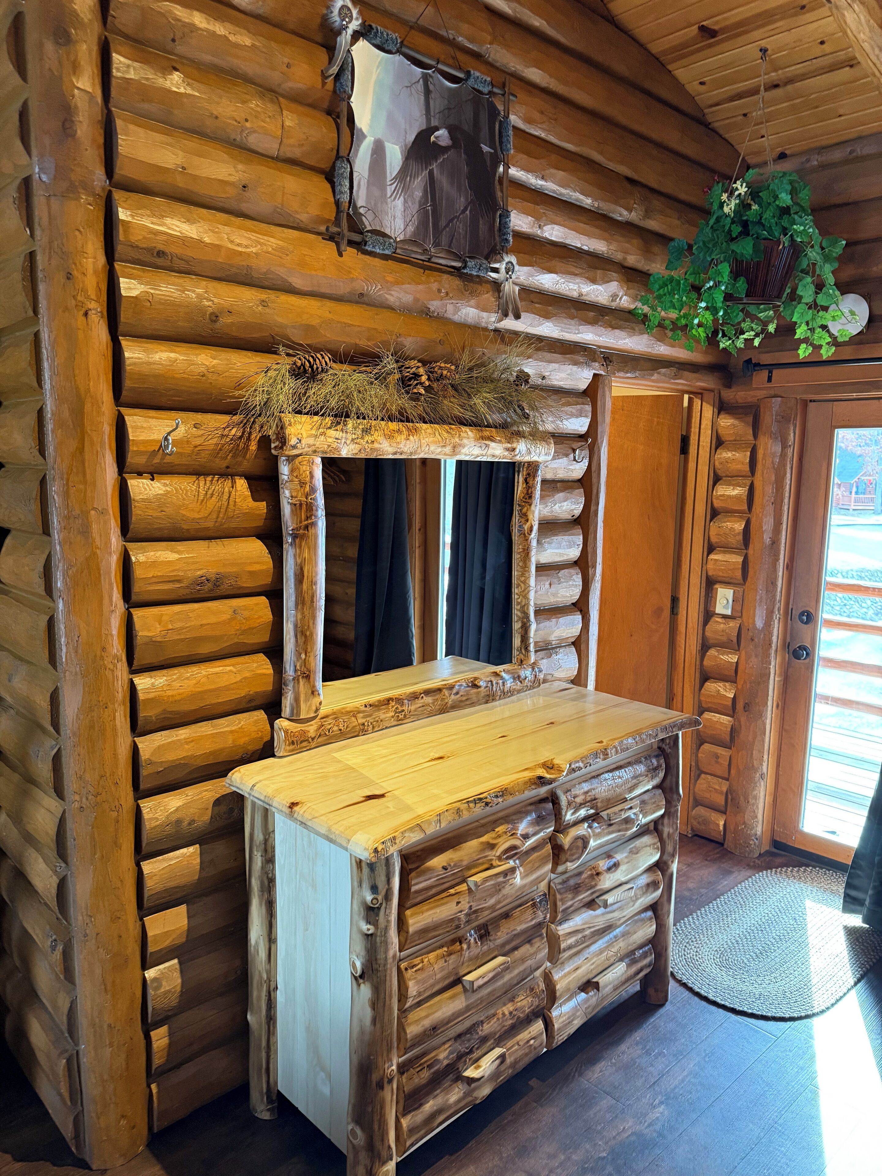 riverview deluxe lodge room (4 person) | living area | 50-inch smart tv with digital channels, netflix, hulu