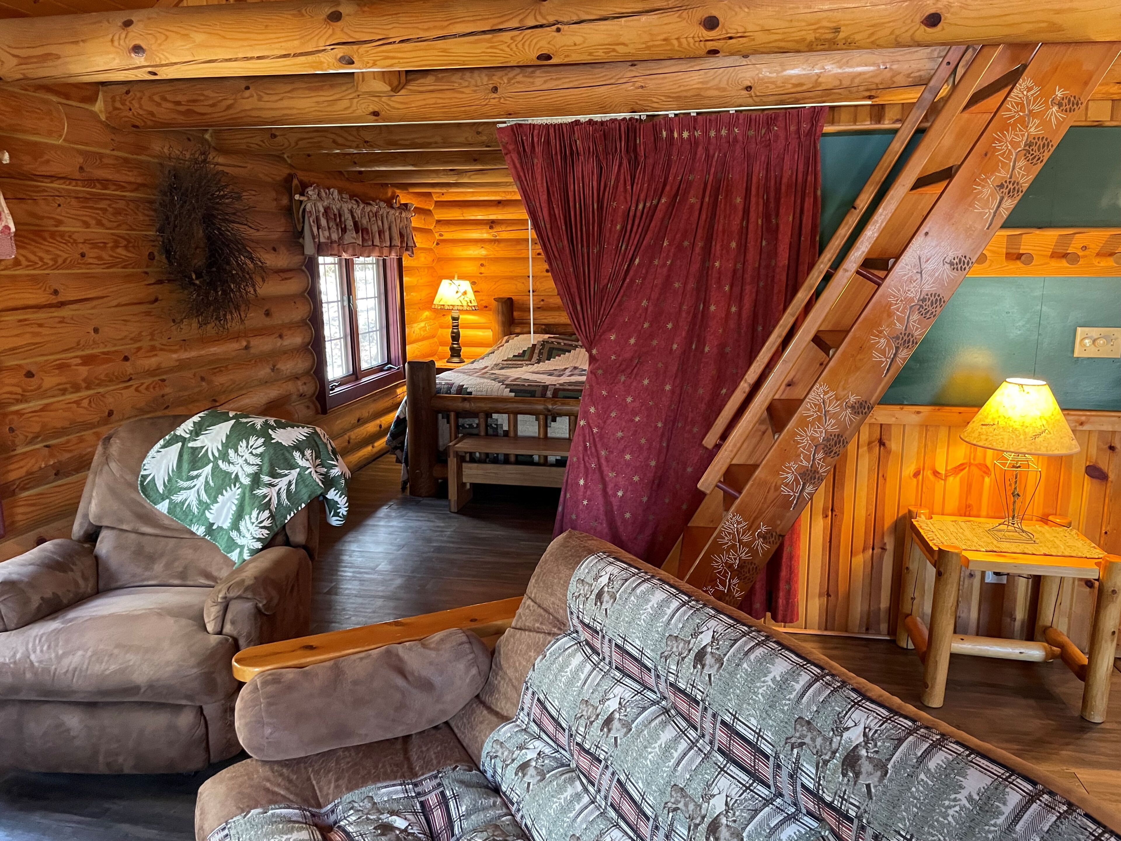 one bedroom cabin (6 person) | living area | 50-inch smart tv with digital channels, netflix, hulu