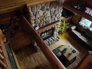 2 bedroom Log Cabin with Loft (8 person) | Living area | 50-inch Smart TV with digital channels, Netflix, Hulu - Cedar Lodge and Settlement (Wisconsin Dells)
