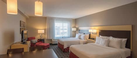 Premium bedding, down comforters, pillowtop beds, iron/ironing board