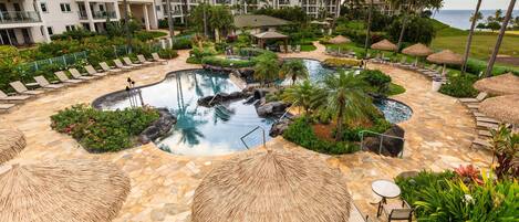 Outdoor pool, sun loungers