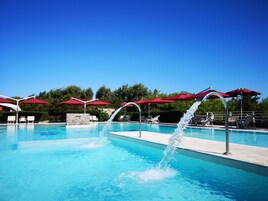 Outdoor pool, sun loungers