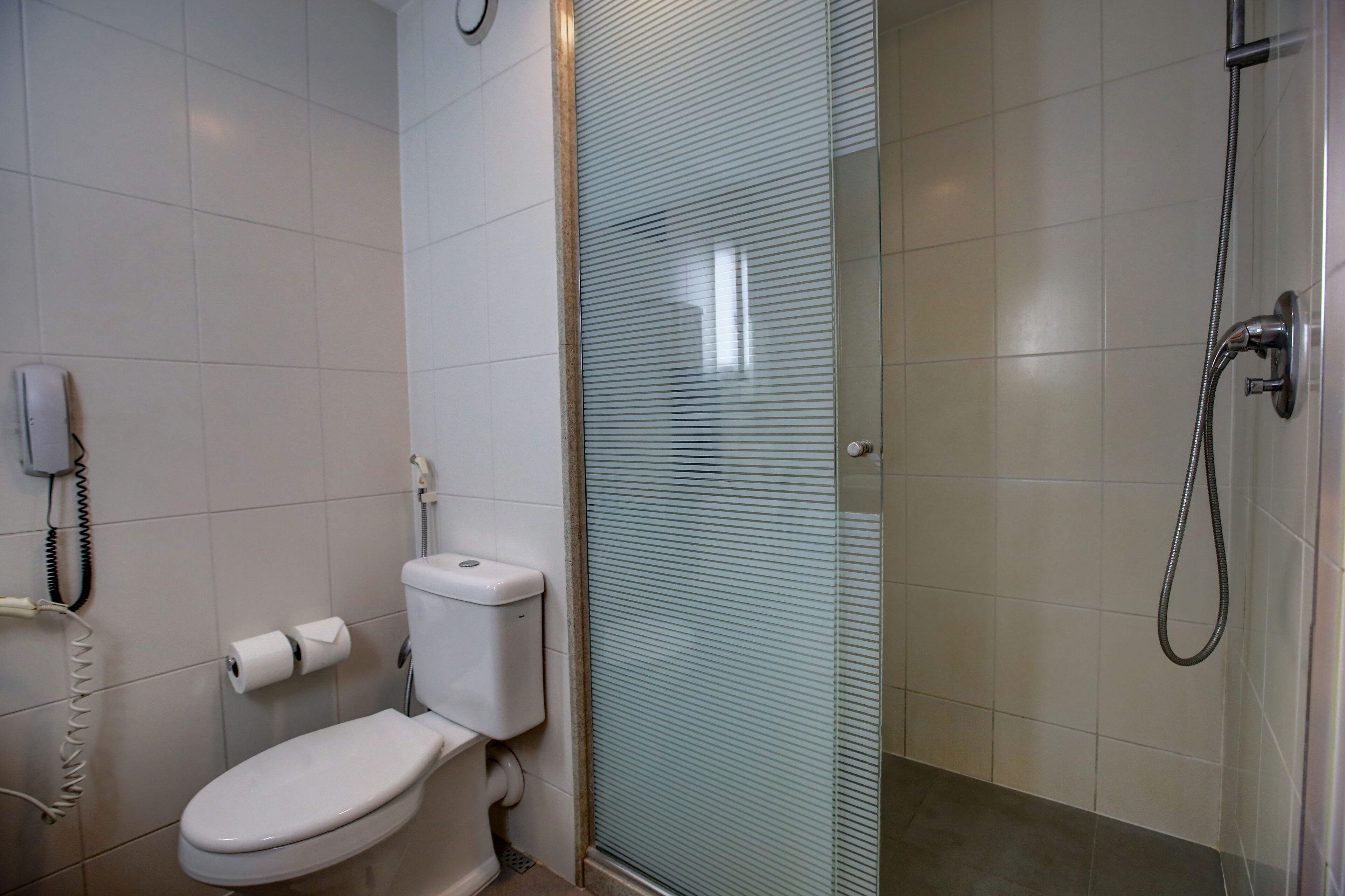 shower, eco-friendly toiletries, hair dryer, towels