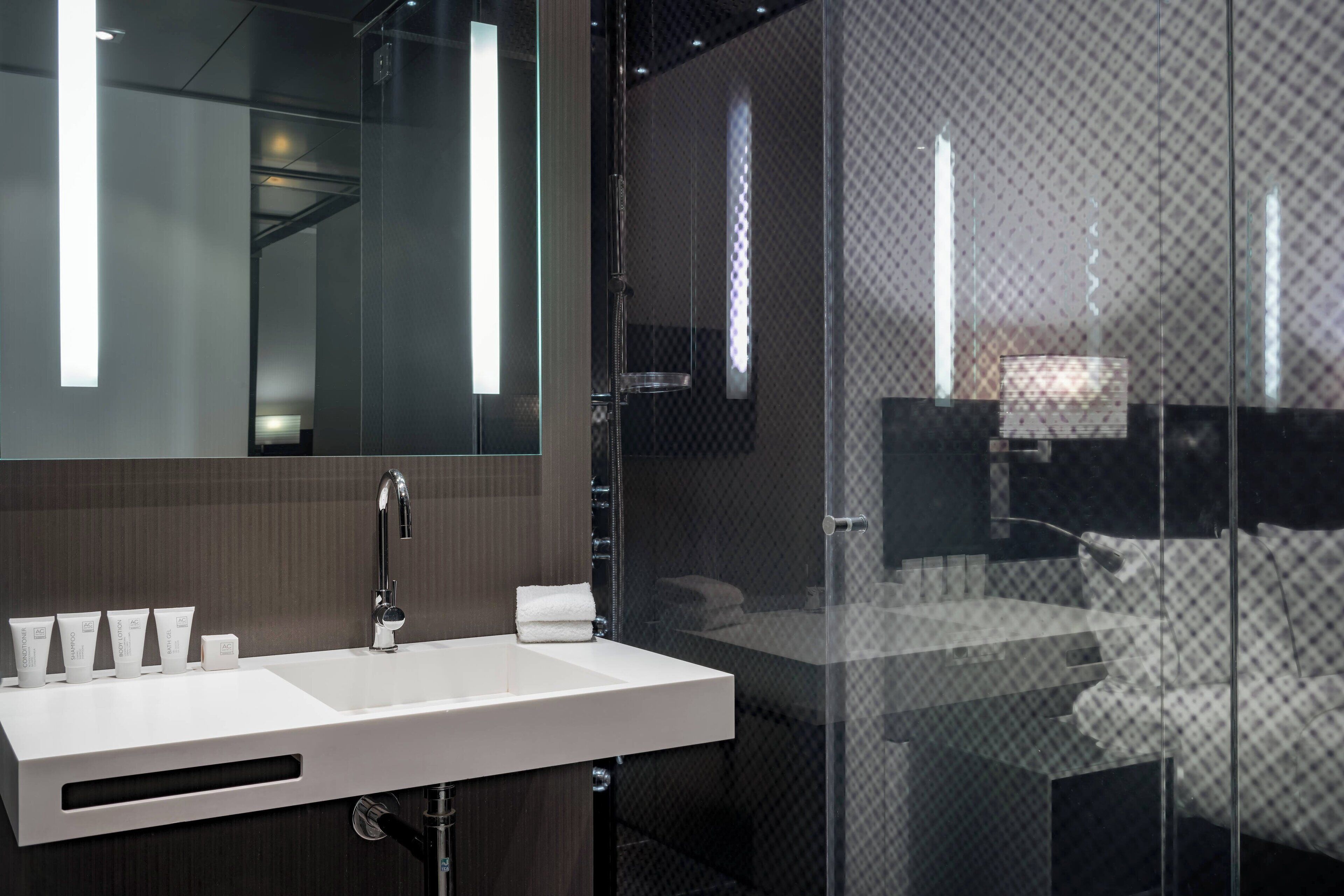 shower, free toiletries, hair dryer, bidet