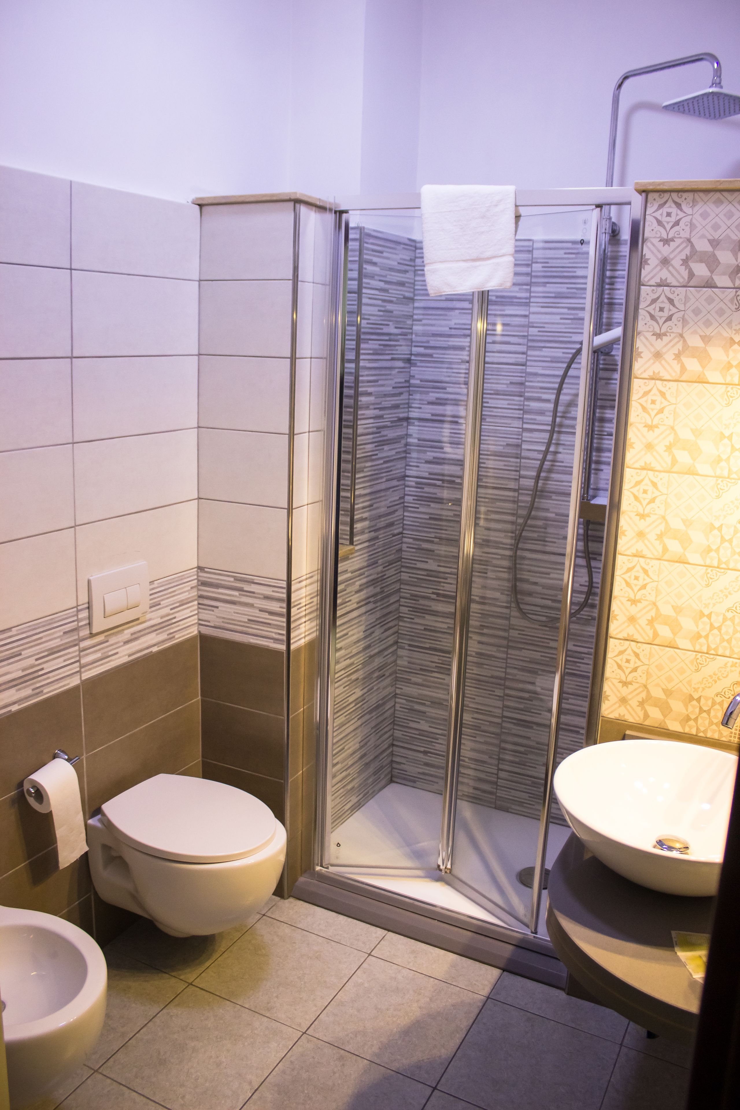 shower, free toiletries, hair dryer, bidet