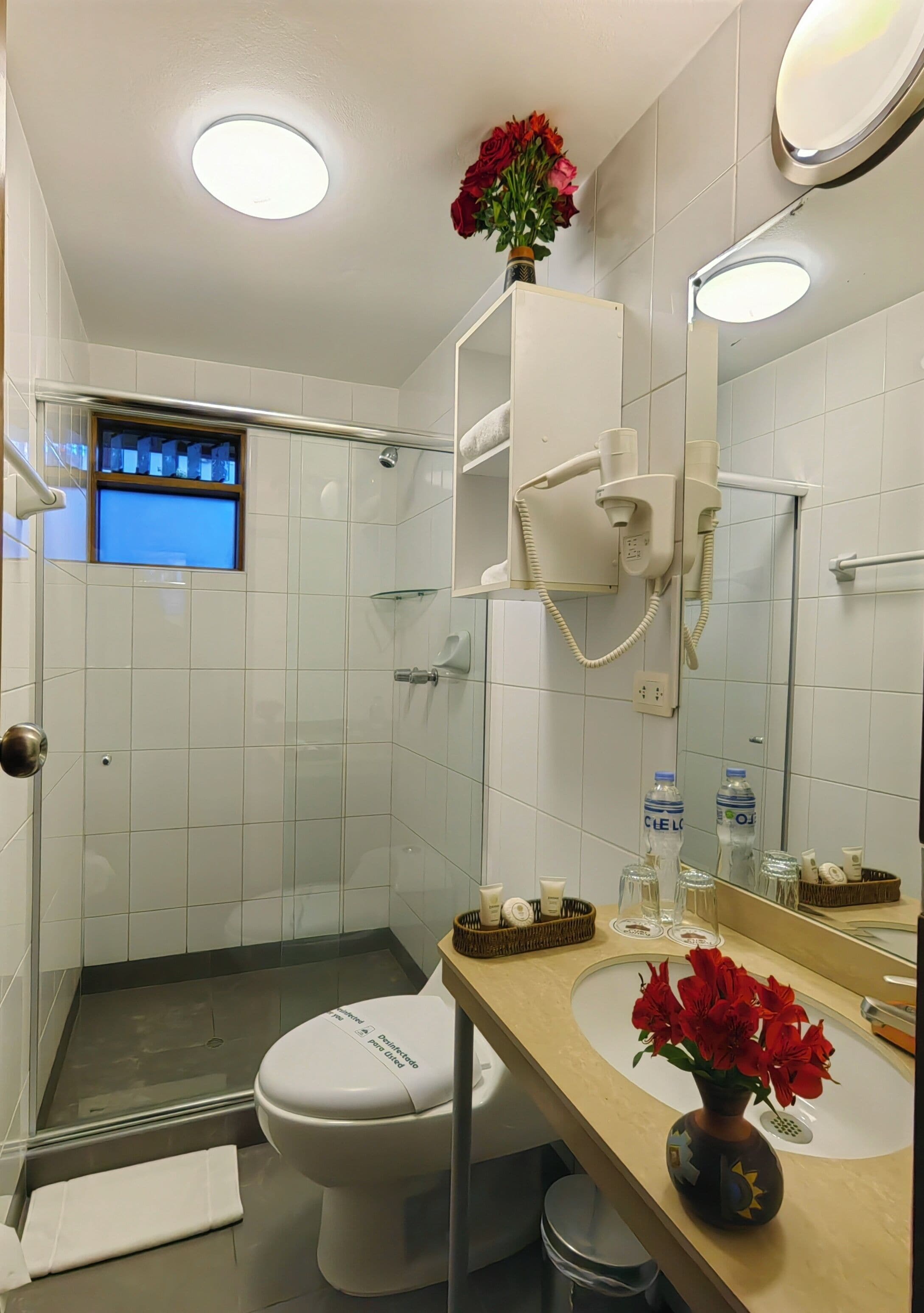 standard twin room | bathroom | shower, free toiletries, hair dryer, towels