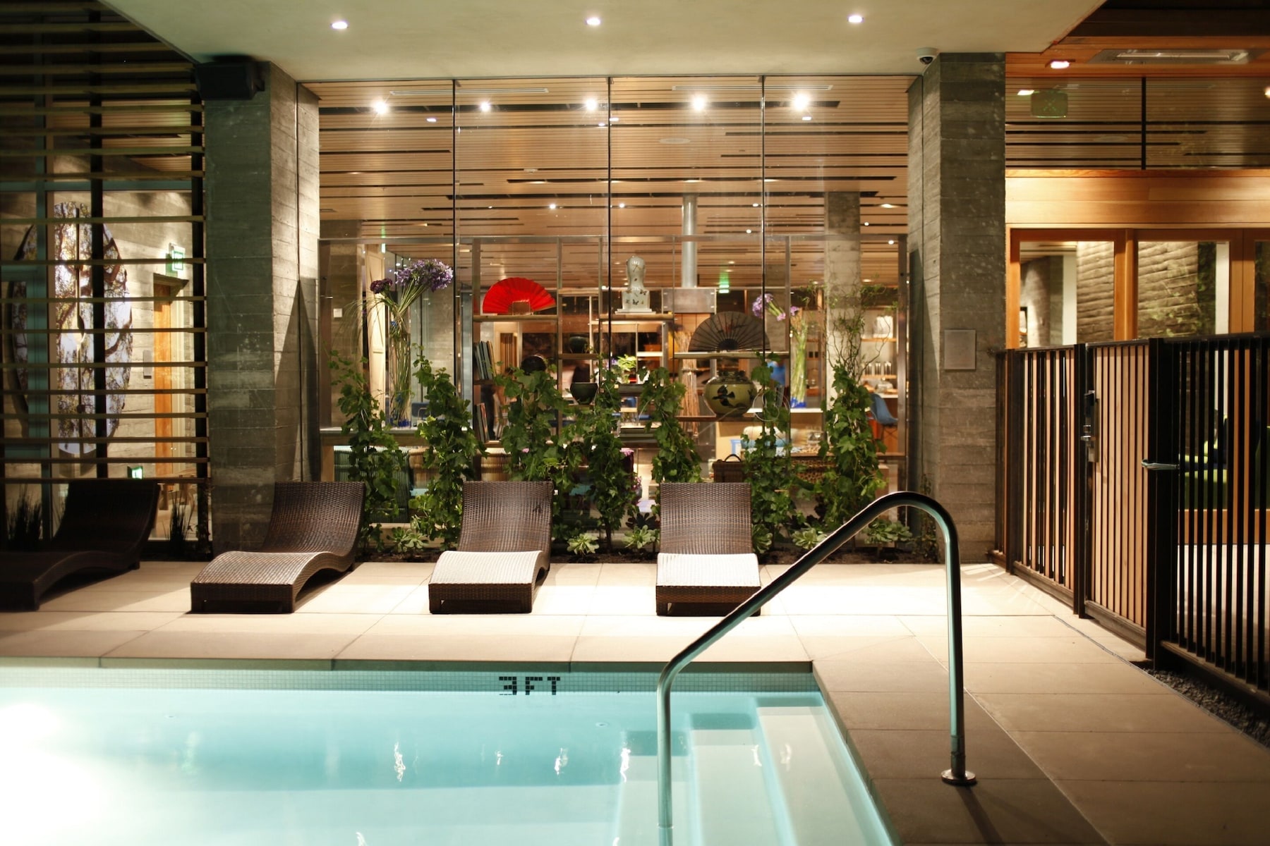 Outdoor pool, pool loungers