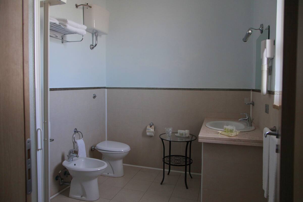 shower, free toiletries, hair dryer, slippers